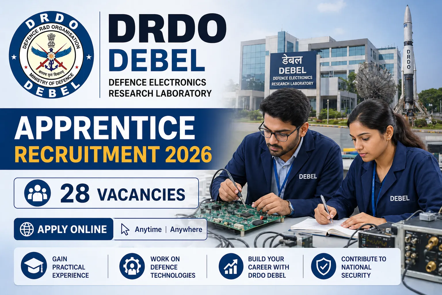 DRDO DEBEL Apprentice Recruitment 2026